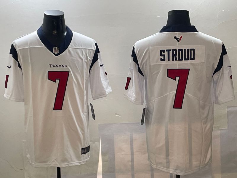 Men Houston Texans #7 Stroud White Second generation 2024 Nike Limited NFL Jersey style 0108